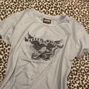 Y2K Harley Davidson Savannah River St Eagle Snake Graphic T Shirt Womens Size L